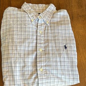Polo by Ralph Lauren Men's White and Blue Plaid Shirt